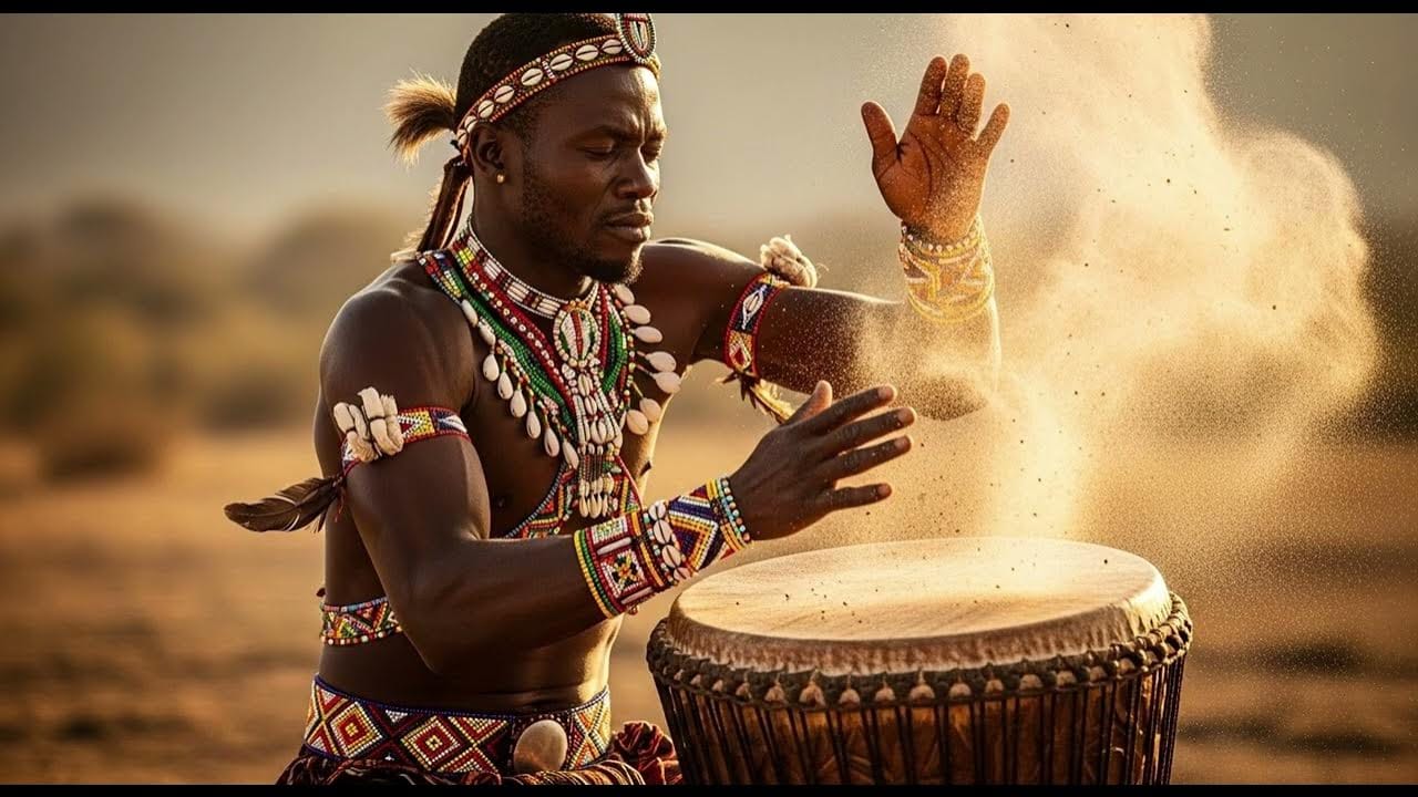 Игра на африканском барабане